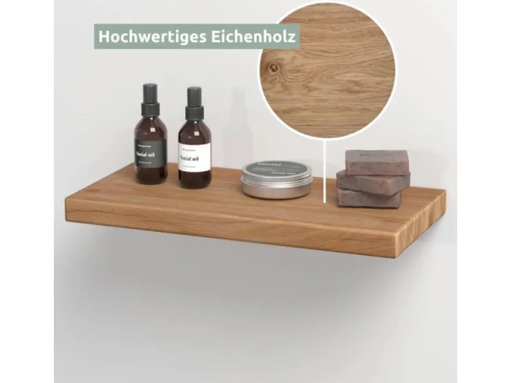 holz4home Schwebendes Wandregal aus Eiche 40cm Ohne Baumkante Natur* Wandregale