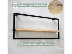 holz4home Wandregal Long in Schwarz Gerahmt von Hellgrau ohne Baumkante