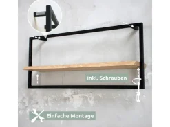 holz4home Wandregal Long in Schwarz Gerahmt von Hellgrau ohne Baumkante