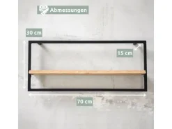 holz4home Wandregal Long in Schwarz Gerahmt von Hellgrau ohne Baumkante