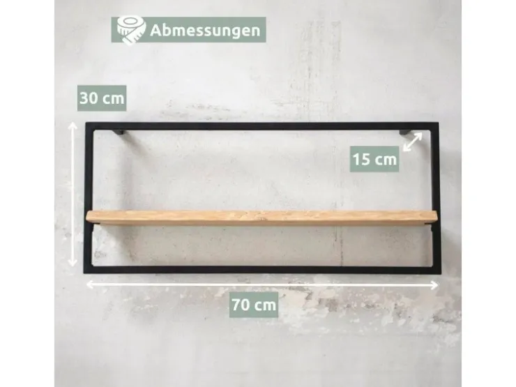 holz4home Wandregal Long in Schwarz Gerahmt von Hellgrau ohne Baumkante