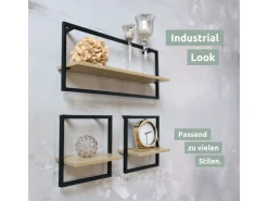 holz4home Wandregal mit Rahmen MDF Sonoma 4 Teiliges Set* Schweberegale