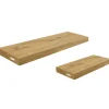 holz4home Wandregal Set 70cm und 40cm Eiche Massiv 2 Teilig Natur ohne Baumkante* Schweberegale