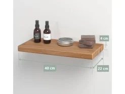 holz4home Wandregal Set 70cm und 40cm Eiche Massiv 2 Teilig Natur ohne Baumkante* Schweberegale