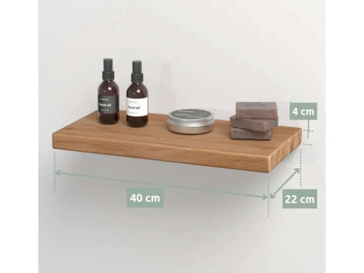 holz4home Wandregal Set 70cm und 40cm Eiche Massiv 2 Teilig Natur ohne Baumkante* Schweberegale