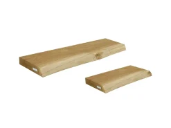 holz4home Wandregal Set 70cm und 40cm Eiche Massiv 2 Teilig Natur mit Baumkante* Schweberegale
