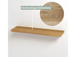 holz4home Wandregal Set 70cm und 40cm Eiche Massiv 2 Teilig Natur mit Baumkante* Schweberegale