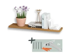 holz4home Wandregal Set 70cm und 40cm Eiche Massiv 2 Teilig Natur mit Baumkante* Schweberegale