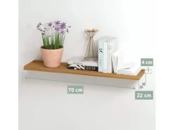 holz4home Wandregal Set 70cm und 40cm Eiche Massiv 2 Teilig Natur mit Baumkante* Schweberegale
