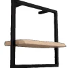 holz4home Wandregal Small Schwarz Gerahmt Industrial Style mit Baumkante Hellgrau* Schweberegale