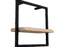 holz4home Wandregal Small Schwarz Gerahmt Industrial Style mit Baumkante Hellgrau* Schweberegale