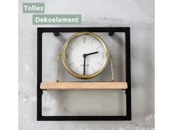 holz4home Wandregal Small Schwarz Gerahmt Industrial Style mit Baumkante Hellgrau* Schweberegale
