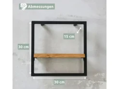holz4home Wandregal Small Schwarz Gerahmt Industrial Style mit Baumkante Natur* Wandregale|Schweberegale