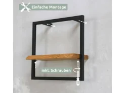 holz4home Wandregal Small Schwarz Gerahmt Industrial Style mit Baumkante Natur* Wandregale|Schweberegale