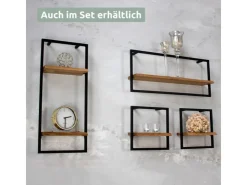 holz4home Wandregal Small Schwarz Gerahmt Industrial Style mit Baumkante Natur* Wandregale|Schweberegale