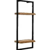 holz4home Wandregal High in Schwarz Gerahmt von Natur mit Baumkante