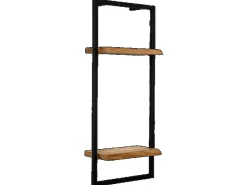 holz4home Wandregal High in Schwarz Gerahmt von Natur mit Baumkante