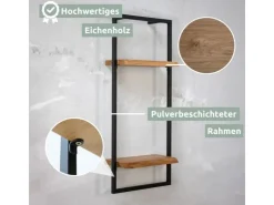 holz4home Wandregal High in Schwarz Gerahmt von Natur mit Baumkante