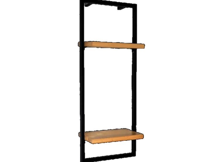 holz4home Wandregal High in Schwarz Gerahmt von Natur ohne Baumkante