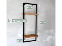 holz4home Wandregal High in Schwarz Gerahmt von Natur ohne Baumkante
