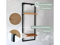 holz4home Wandregal High in Schwarz Gerahmt von Natur ohne Baumkante