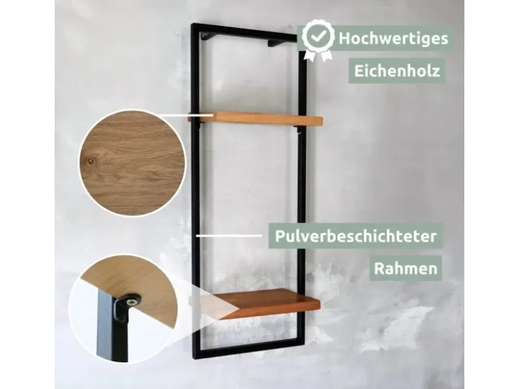 holz4home Wandregal High in Schwarz Gerahmt von Natur ohne Baumkante