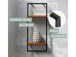 holz4home Wandregal High in Schwarz Gerahmt von Natur ohne Baumkante