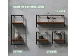 holz4home Wandregal High in Schwarz Gerahmt von Natur ohne Baumkante
