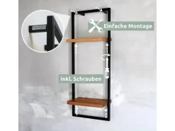 holz4home Wandregal High in Schwarz Gerahmt von Natur ohne Baumkante