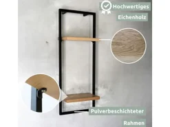 holz4home Wandregal High in Schwarz Gerahmt von Hellgrau ohne Baumkante