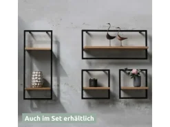 holz4home Wandregal High in Schwarz Gerahmt von Hellgrau ohne Baumkante