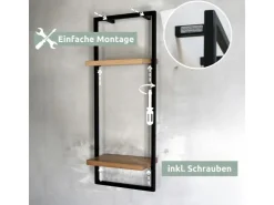 holz4home Wandregal High in Schwarz Gerahmt von Hellgrau ohne Baumkante