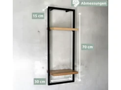 holz4home Wandregal High in Schwarz Gerahmt von Hellgrau ohne Baumkante