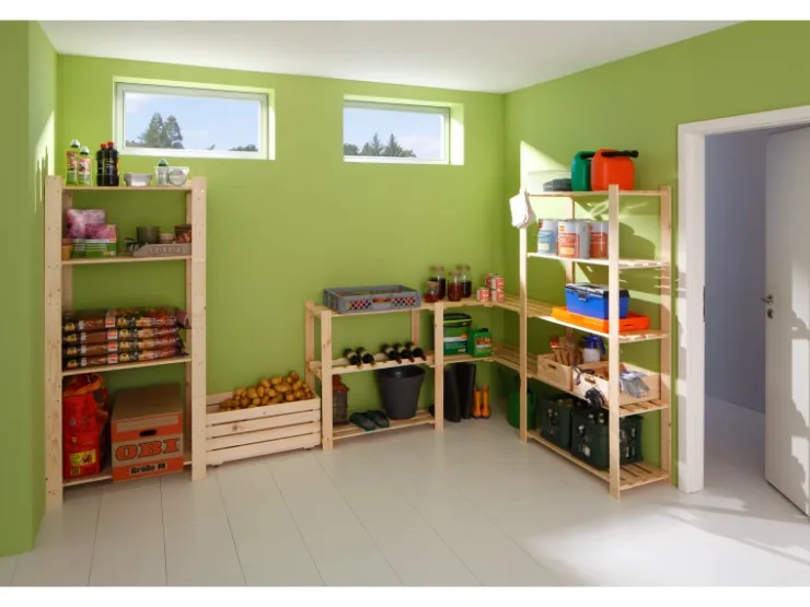 Holz-Schraubregal FSC® 170 cm x 80 cm x 30 cm Natur* Metallregale|Kellerregale