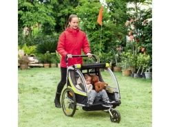 HOMCOM 2 in 1 Kinderfahrradanhänger mit Mesh-Tür