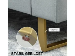HOMCOM 3 Sitzer Sofa für Schlafzimmer 200 x 82 x 78 cm Hellgrau* Kissen