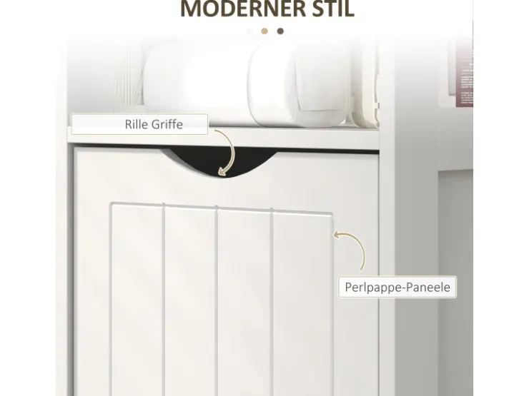 HOMCOM Badezimmerschrank Spanplatte MDF Weiß 30L x 30B x 141,2H cm* Regal Weiß|Schränke