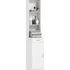 HOMCOM Badezimmerschrank Spanplatte 35L x 30,5B x 179H cm Weiß