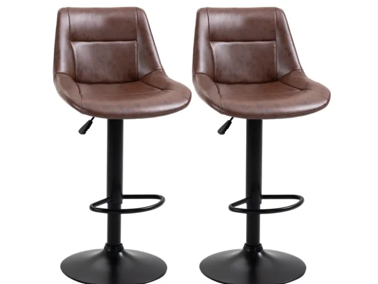 HOMCOM Barhocker 2er Set Barstuhl mit Rückenlehne