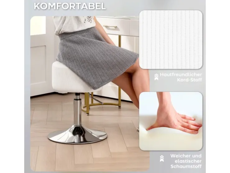 HOMCOM Barhocker Gepolstert mit Metallgestell für Küche Wohnzimmer