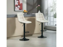 HOMCOM Barhocker mit Lehne Polyester Beige 53L x 47B x 96-117H cm