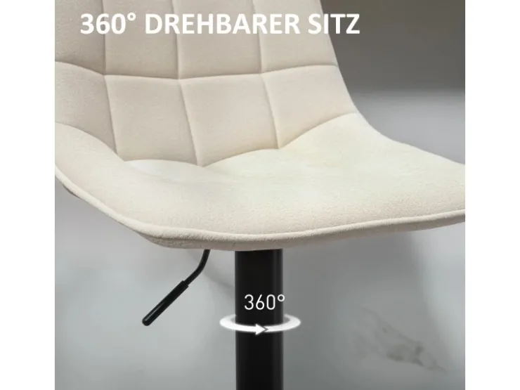 HOMCOM Barhocker mit Lehne Polyester Beige 53L x 47B x 96-117H cm