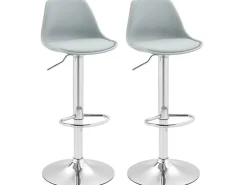 HOMCOM Barhocker mit Stahlgestell Kunstleder Grau 38L x 42B x 82-104H cm* Hocker