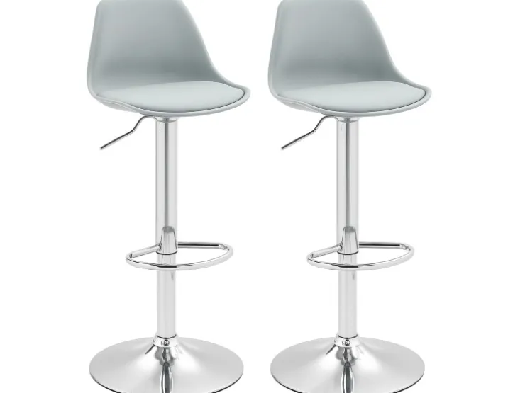 HOMCOM Barhocker mit Stahlgestell Kunstleder Grau 38L x 42B x 82-104H cm* Hocker