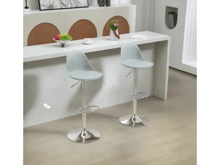 HOMCOM Barhocker mit Stahlgestell Kunstleder Grau 38L x 42B x 82-104H cm* Hocker