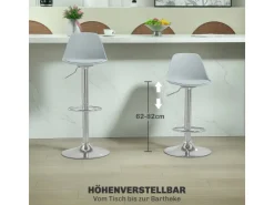 HOMCOM Barhocker mit Stahlgestell Kunstleder Grau 38L x 42B x 82-104H cm* Hocker