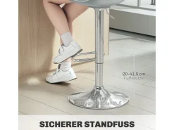 HOMCOM Barhocker mit Stahlgestell Kunstleder Grau 38L x 42B x 82-104H cm* Hocker