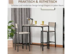 HOMCOM Barmöbel MDF Metall Natur Schwarz L89 x B45 x H87 cm L39 x B45 x H95 cm