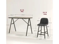 HOMCOM Bartisch mit Barhocker Set 5-Teilige Stahl 120 x 60 x 91 cm* Möbelserien