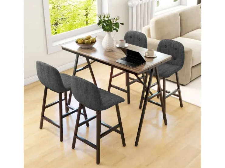 HOMCOM Bartisch mit Barhocker Set 5-Teilige Stahl 120 x 60 x 91 cm* Möbelserien